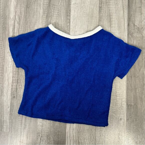 VINT Sailer Terry Cloth Youth Top Shirt Halloween Blue White Retro Toweling Tee - Picture 2 of 5